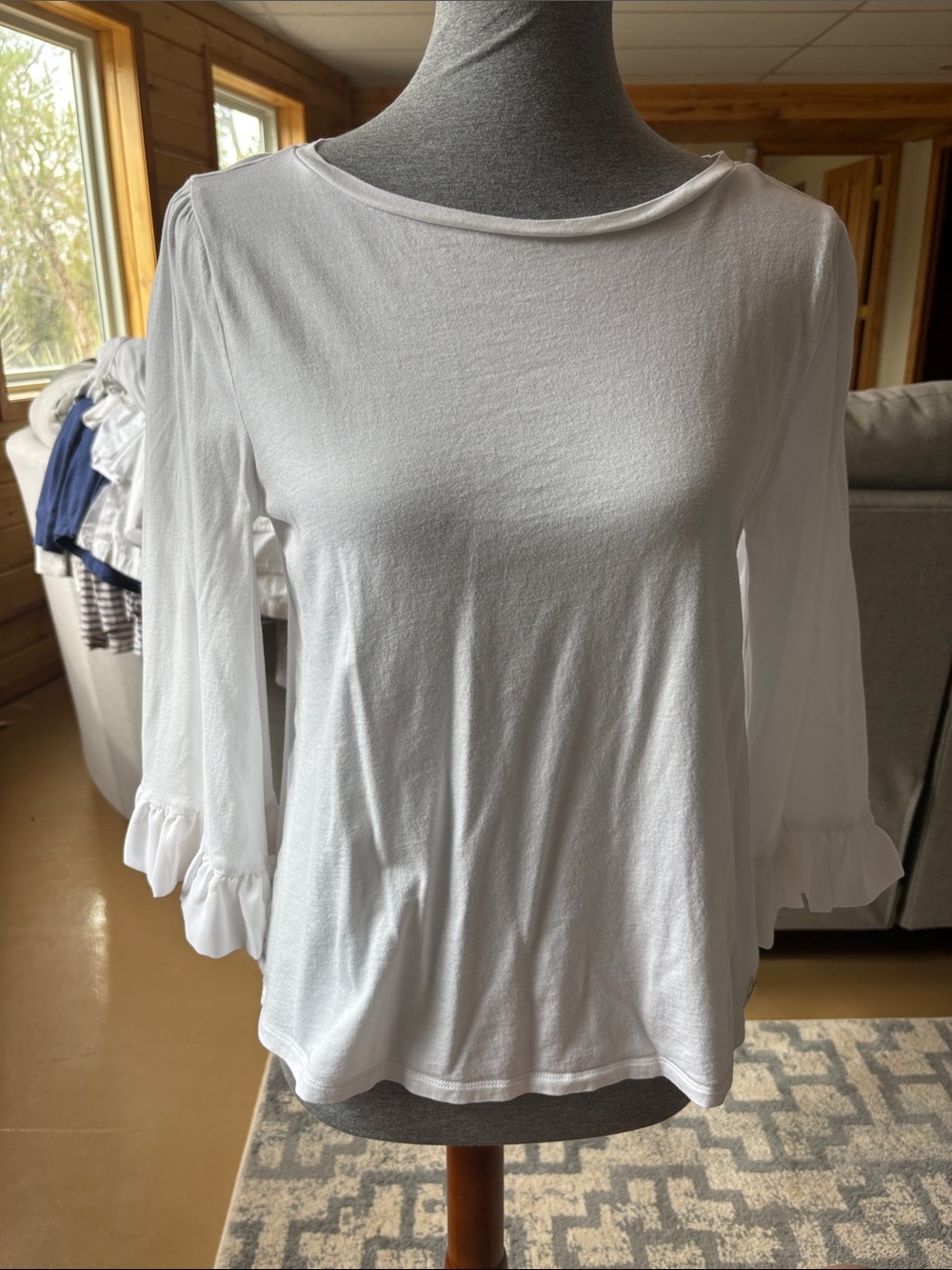 MICHAEL Michael Kors White Long Sleeve Ruffle Cuff Top